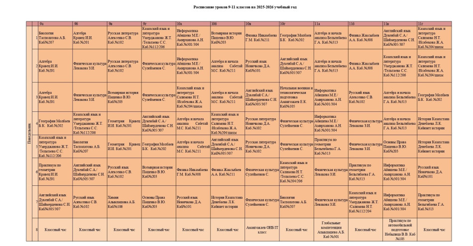 Расписание 2025-2026 учебный год